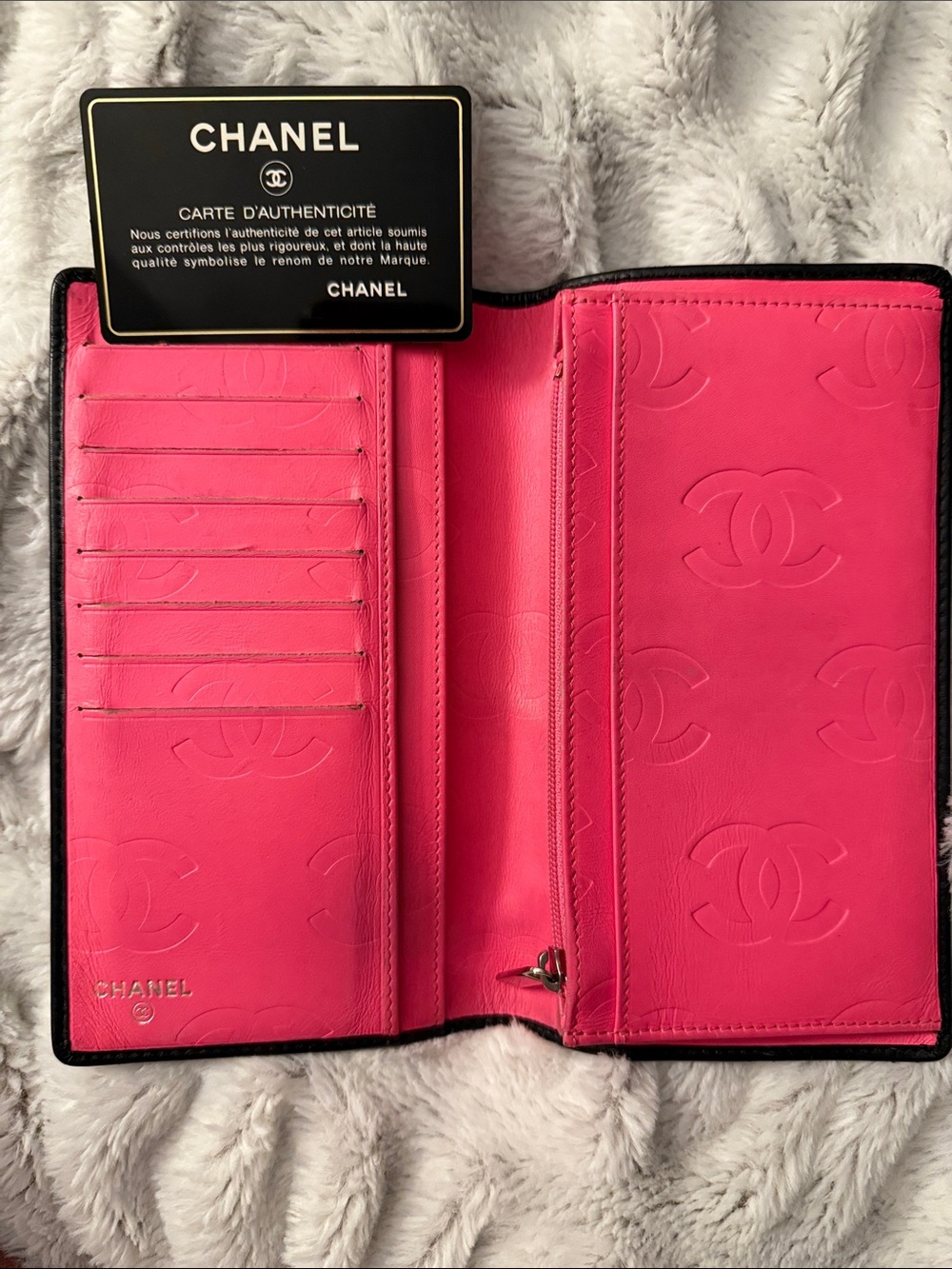 CHANEL Black Cambon Wallet with White CC - Picture 5 of 16